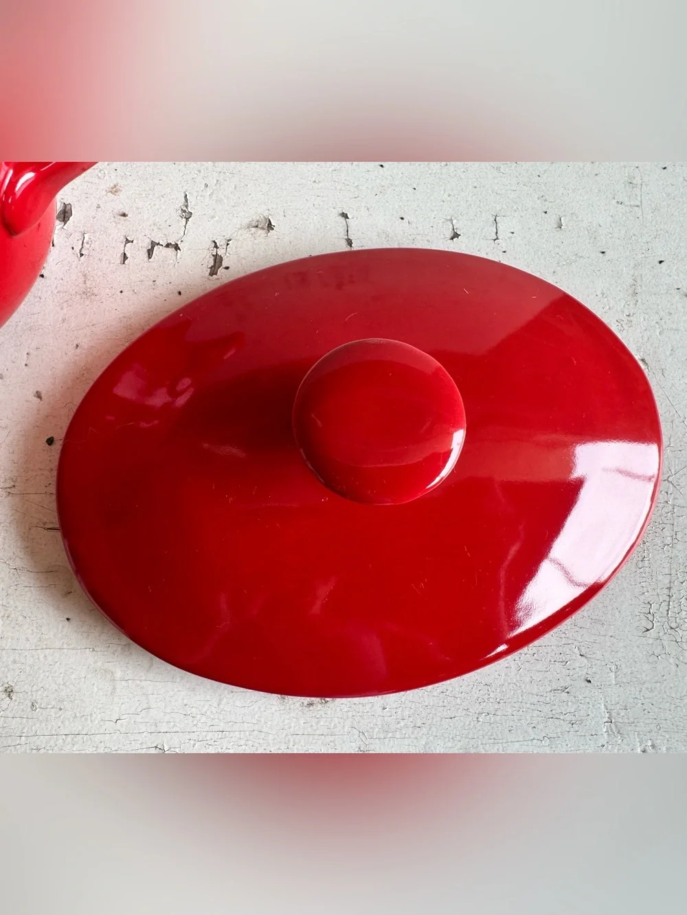 Crate & Barrel Small Red Oval Ceramic Baking Casserole Dish w/Lid - Oven Safe